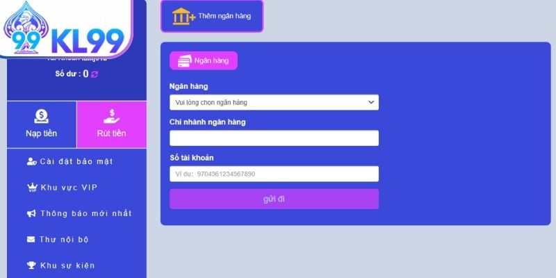 Điều kiện rút tiền tại KL99 người chơi cần biết
